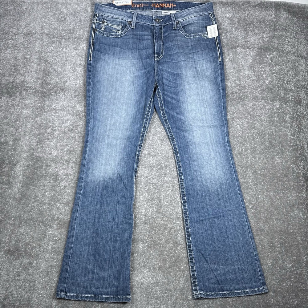 Cruel Denim Jeans Women's 34/17‎ R Blue Bootcut Medium Wash Hannah Stitching